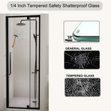 Semi Frameless Pivot Hinged Shower Door, Reversible Design