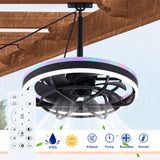 Ceiling Fan Light LED Light Source And Remote Control, 3000 - 6500K Dimmable LED Fan Light, 6 Speeds, For Living Room - Matte Black