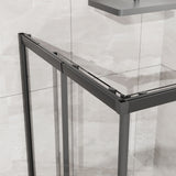 Corner Sliding Shower Door And Shower Base Combo Kit (No Drain Kit) - Matte Black