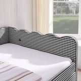 Gingham Daybed With USB Charging Port, Wave-Shaped Design