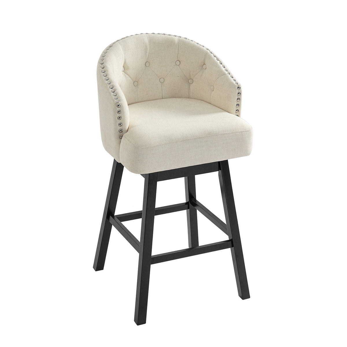 360 Degree Swivel Bar Stool & Stunning Nailhead Trim (Set of 2) - Beige