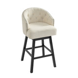 360 Degree Swivel Bar Stool & Stunning Nailhead Trim (Set of 2) - Beige