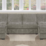 U - Sectional Sofa Upholstered LAF / RAF Chaise With Armless Loveseat And Chairs - Light Brown