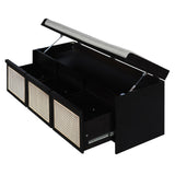Entryway Shoe Bench With Drawers & Button Tufted Cushion