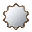Wooden Accent Mirror With Unique Frame, Wall Mirror For Living Room Bedroom Entryway - Brown - Wall Mirrors - Alpine Outlets