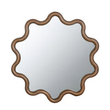 Wooden Accent Mirror With Unique Frame, Wall Mirror For Living Room Bedroom Entryway - Brown - Wall Mirrors - Alpine Outlets