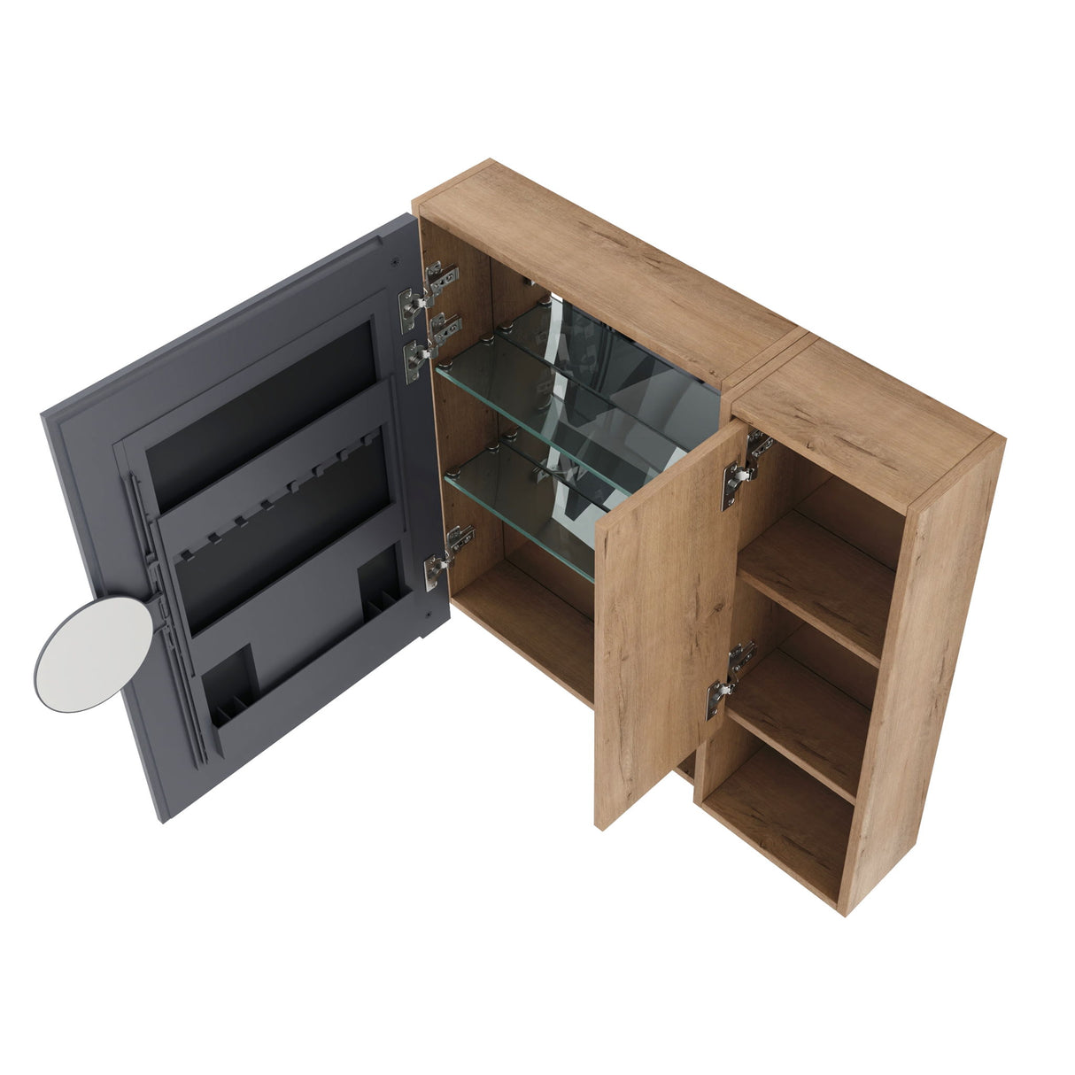 29.63" Wall Mounted Bathroom Cabinet With Adjustable Shelves Storage Cabinet - Imitative Oak