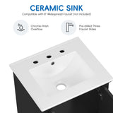 20" Bathroom Vanity With Sink Cabinet With 2 Doors, 2 Drawer, Magnetic Door Stopper, Adjustable Feet, Drop In Sink - Black