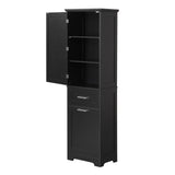 Tall Freestanding Bathroom Storage Cabinet With Adjustable Shelf And 2 Drawers