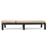 Puerta - Chaise Lounge Frame Cushion Outdoor Wicker Iron - Beige / Dark Brown
