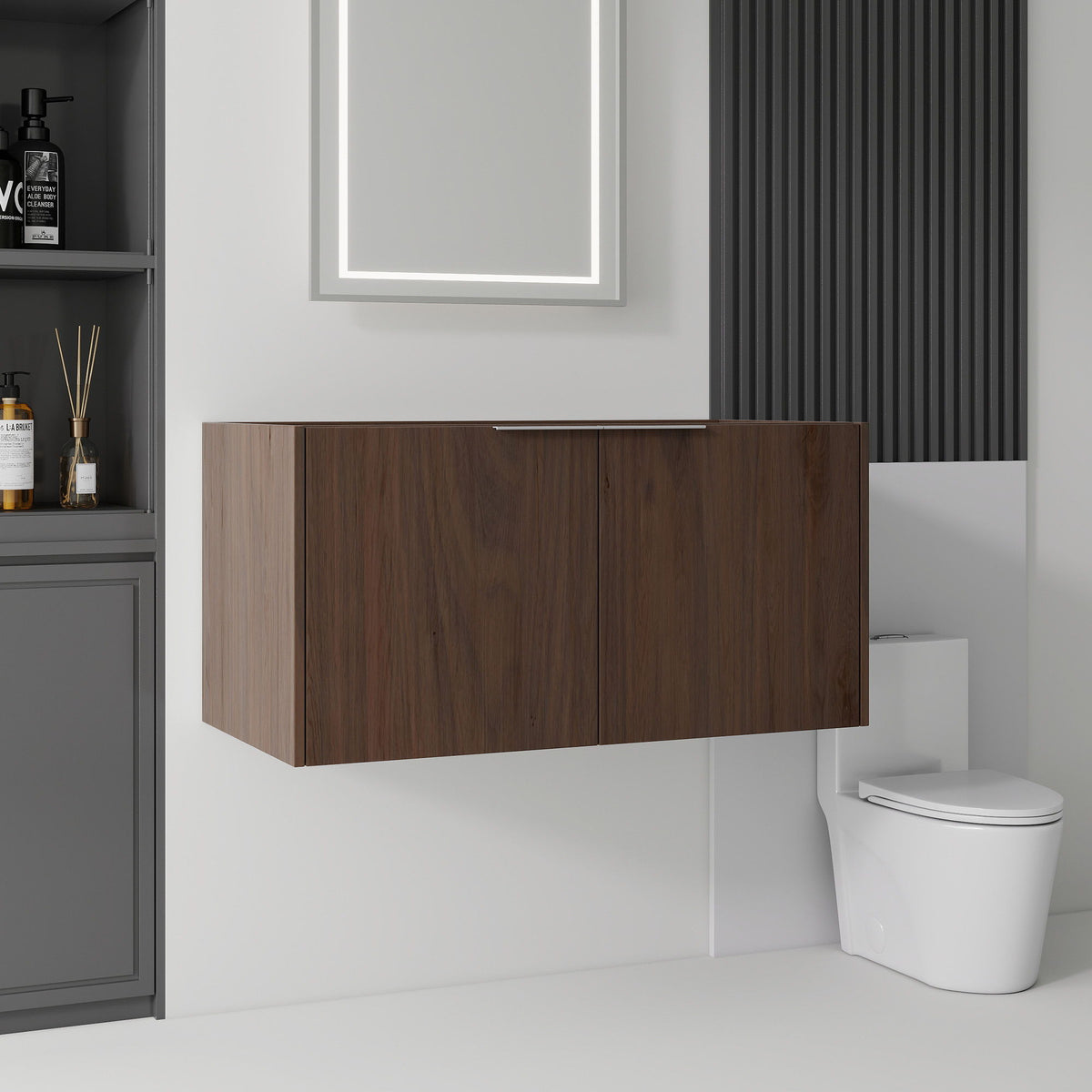Floating Bathroom Vanity Cabinet With Soft Close Double Doors, Spacious Interior Storage, Wall Mounted, Cabinet Only