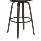 Daxton - Swivel Bar Height Round Back Wood Bar Stool With Faux Leather Seat