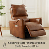 Electric Recliner Chair With Rocker And Swivel Function - Brown