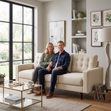 3 Seat Sofa Couch With Tufted Back Upholstered Couch For Living Room
