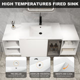 Wall Mounted Bathroom Vanity With Sink, Cabinet & Half Door