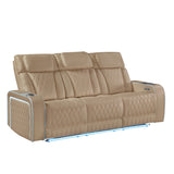 Electra - Power Reclining Sofa With Power Headrests, Drop Down Table, Reading Light, Massage, LED Lighting And USB Control