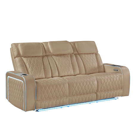 Electra - Power Reclining Sofa With Power Headrests, Drop Down Table, Reading Light, Massage, LED Lighting And USB Control