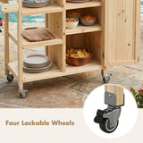 Foldable Outdoor Kitchen Island With Storage Cabinet
