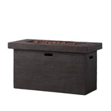 Rectangular Fire Pit Table Outdoor Heater Magnesium Oxide 45x25in Dark Brown