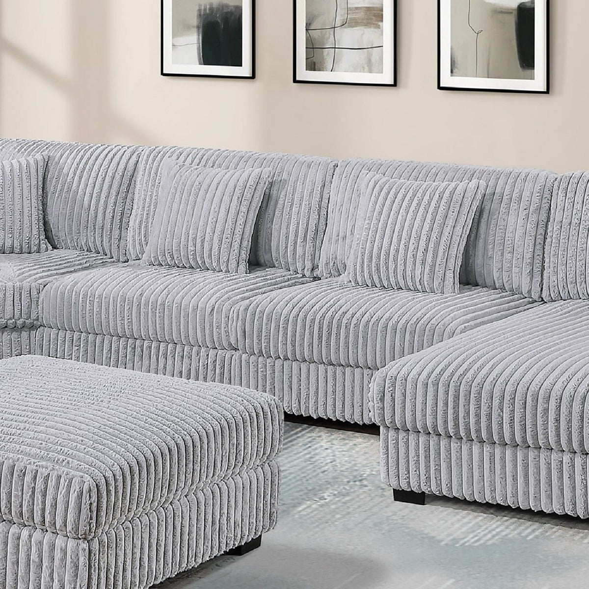 Armless Chair Modular With Pillow Living Room Furniture - Gray / Mink