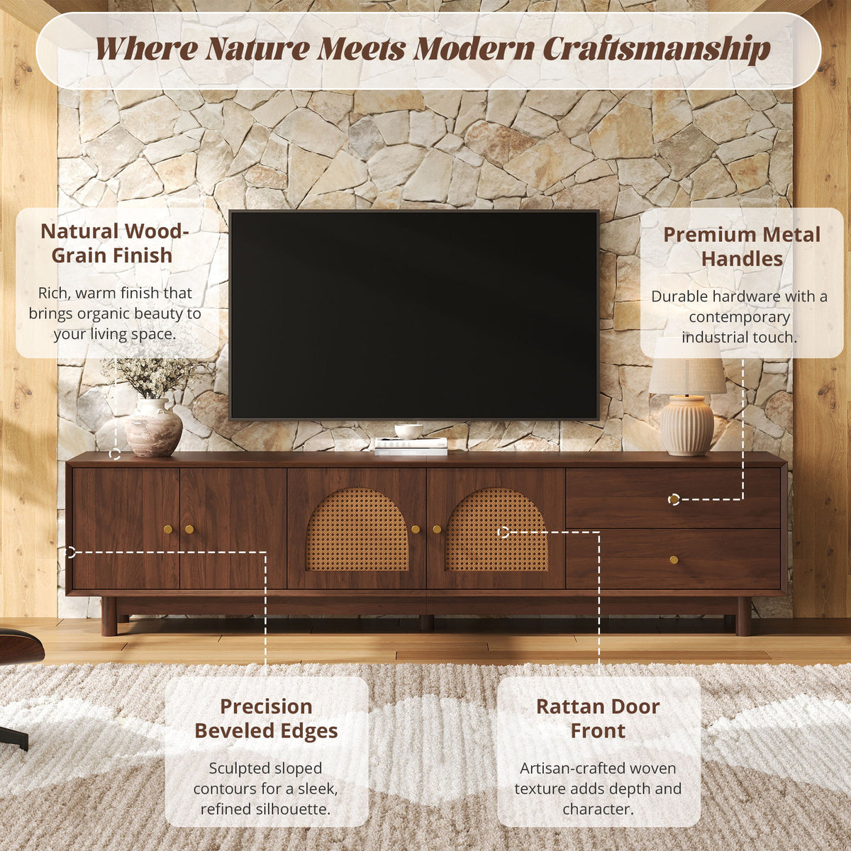 TV Stand With For 85" TVs - Walnut