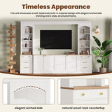 Arched Entertainment Center Wall Unit With Bookshelf, Retro Large TV Stand