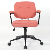 Office Swivel Desk Chair With Curved Armrest, Soft Upholstered Task Chair - Pink