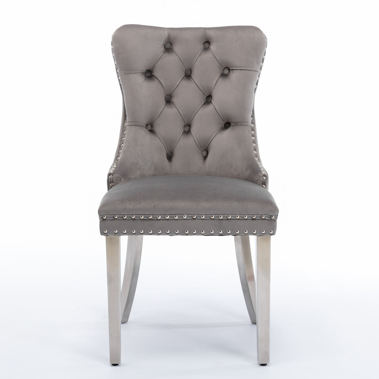 Nikki - Modern, High-End Tufted Solid Wood Contemporary Velvet Upholstered Dining Chair With Chrome Stainless Steel Plating Legs, Nailhead Trim (Set of 2) - Chair Sets - Alpine Outlets