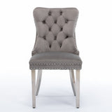 Nikki - Modern, High-End Tufted Solid Wood Contemporary Velvet Upholstered Dining Chair With Chrome Stainless Steel Plating Legs, Nailhead Trim (Set of 2) - Chair Sets - Alpine Outlets