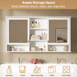 Wall Mount Mirror Cabinet With Adjustable Shelves - White