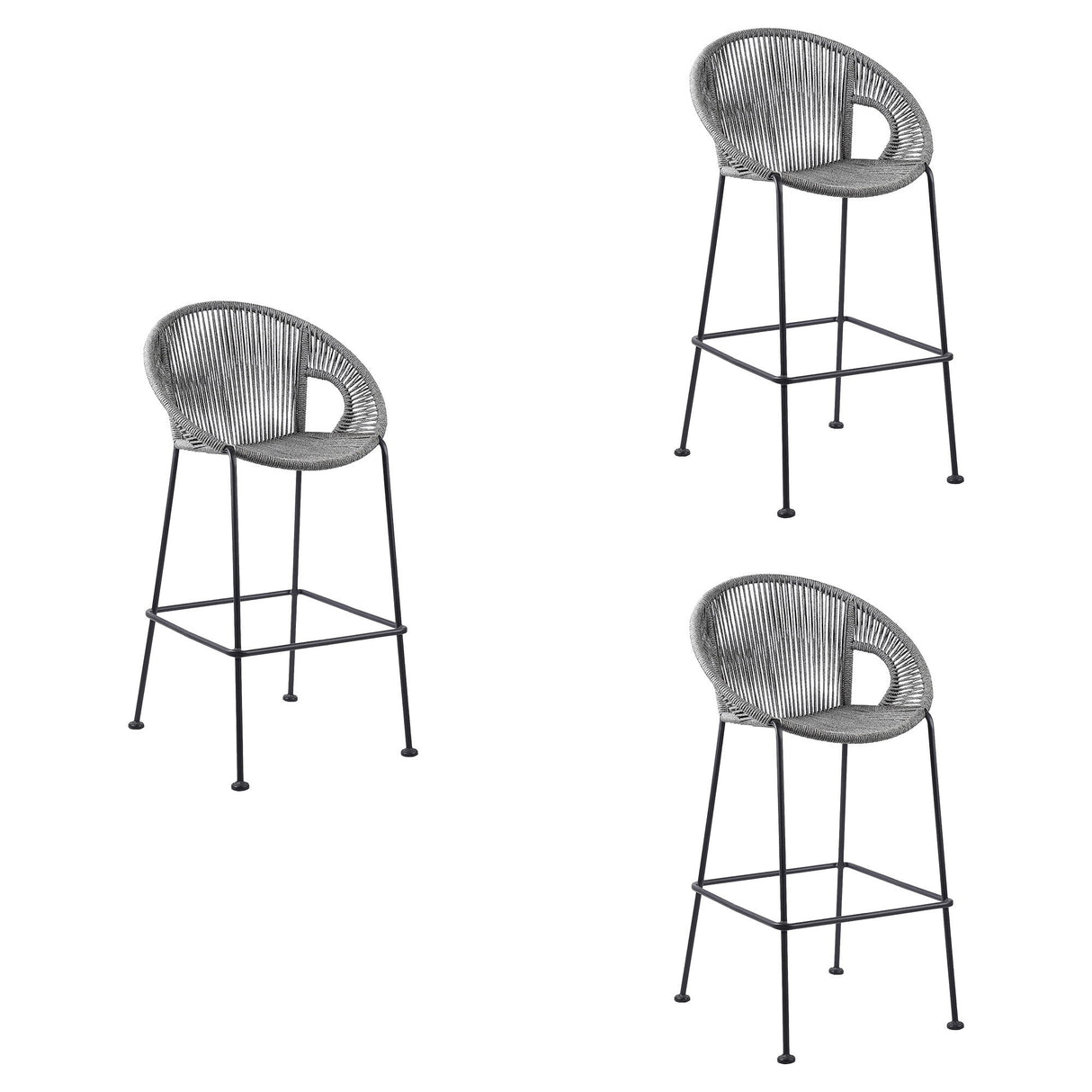 Acapulco - Indoor Outdoor Steel Bar Stool With Rope Set