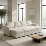 Extra Wide U - Shape Convertible Sleeper Sofa Bed With Dual Storage Ottoman