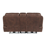 Atlantis - Power Motion Loveseat With Power Motion Head Recliner & Console - Heritage Brown