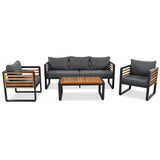 5 Person Metal and Acacia Wood Outdoor Patio Set (ID N583271) - Alpine Outlets