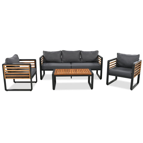 5 Person Metal and Acacia Wood Outdoor Patio Set (ID N583271) - Outdoor Furniture Sets available at Alpine Outlets in Denver