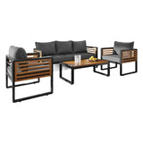 5 Person Metal and Acacia Wood Outdoor Patio Set (ID N583271) - Alpine Outlets