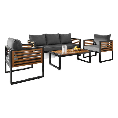 5 Person Metal and Acacia Wood Outdoor Patio Set (ID N583271) - Outdoor Furniture Sets available at Alpine Outlets in Denver