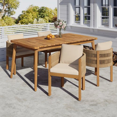 5 Piece Wood and Rope Patio Dining Set - Patio Furniture available at Alpine Outlets in Denver