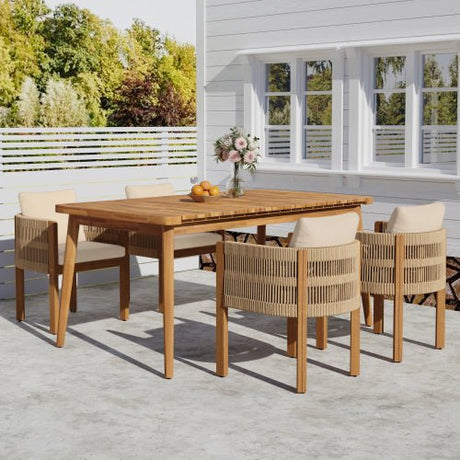5 Piece Wood and Rope Patio Dining Set - Patio Furniture available at Alpine Outlets in Denver