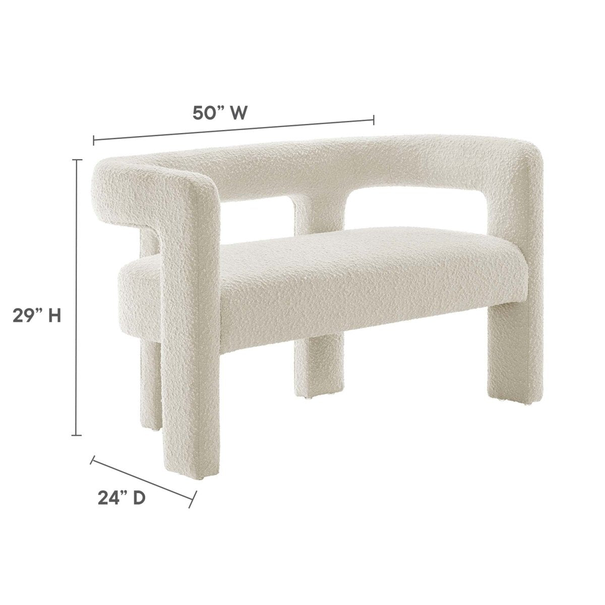 50 - Inch Kayla Boucle Upholstered Loveseat - Loveseats available at Alpine Outlets in Denver