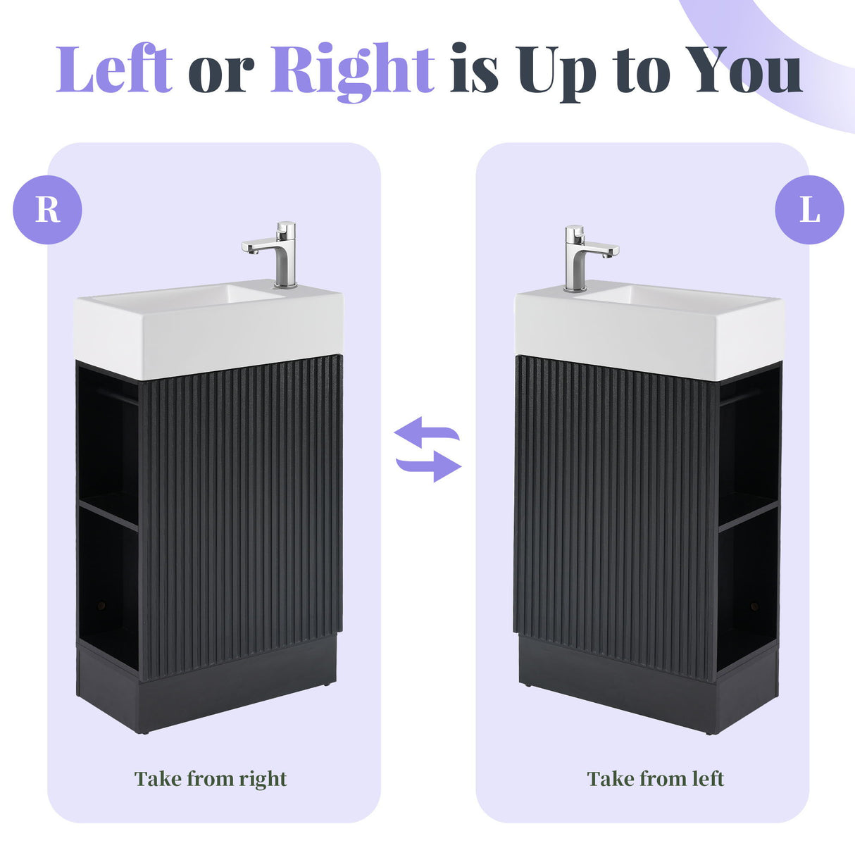 Modern Bathroom Vanity With Sink And 2 Tier Shelf