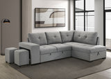 Roanne Grey Fabric Upholstered Sleeper Sectional Sofa