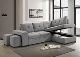 Roanne Grey Fabric Upholstered Sleeper Sectional Sofa