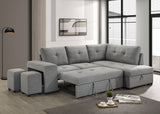 Roanne Grey Fabric Upholstered Sleeper Sectional Sofa
