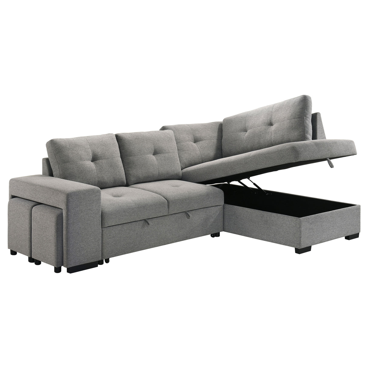 Roanne Grey Fabric Upholstered Sleeper Sectional Sofa