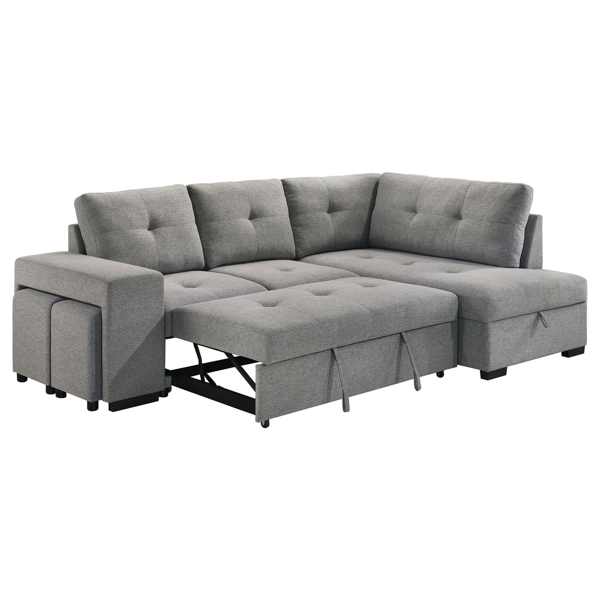 Roanne Grey Fabric Upholstered Sleeper Sectional Sofa