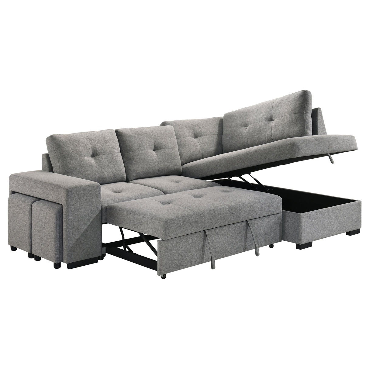 Roanne Grey Fabric Upholstered Sleeper Sectional Sofa