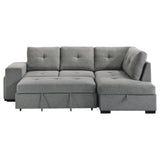 Roanne Grey Fabric Upholstered Sleeper Sectional Sofa