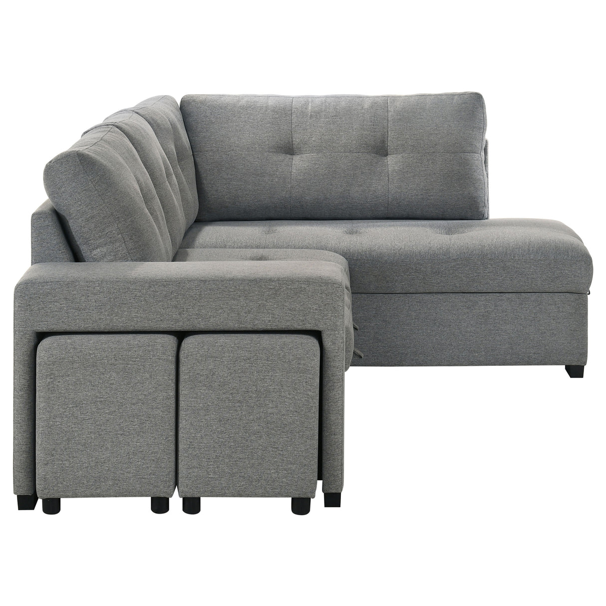 Roanne Grey Fabric Upholstered Sleeper Sectional Sofa
