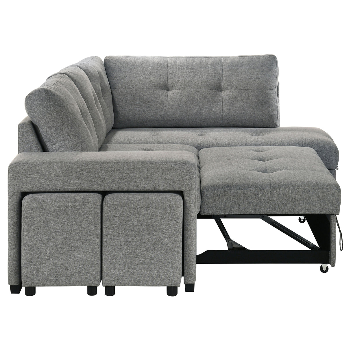 Roanne Grey Fabric Upholstered Sleeper Sectional Sofa